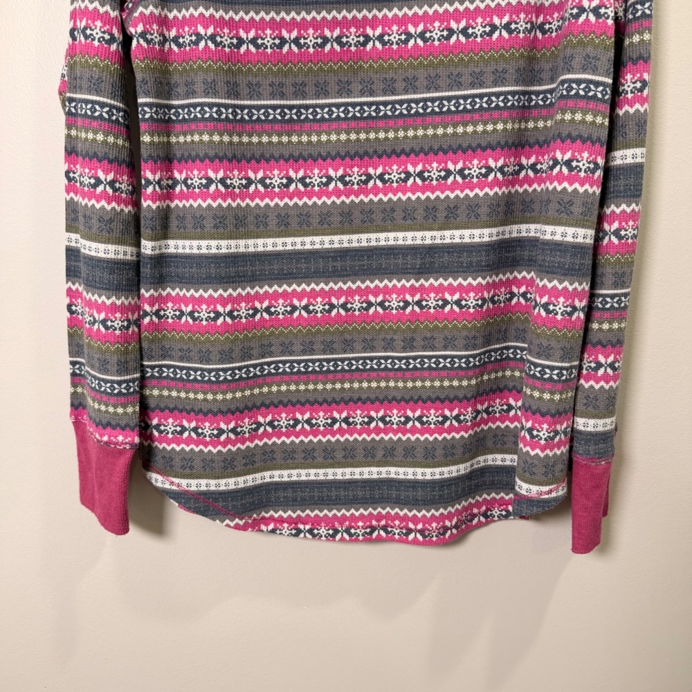Cuddl Duds Hooded Stretch Thermal Base Layer (L) Fair Isle Nordic Print Warm - Picture 9 of 11